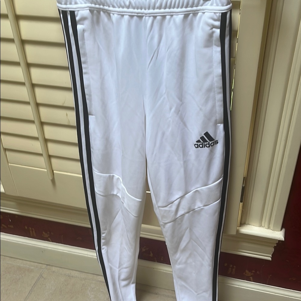 Adidas White and Black Joggers with Tapered Fit NWT